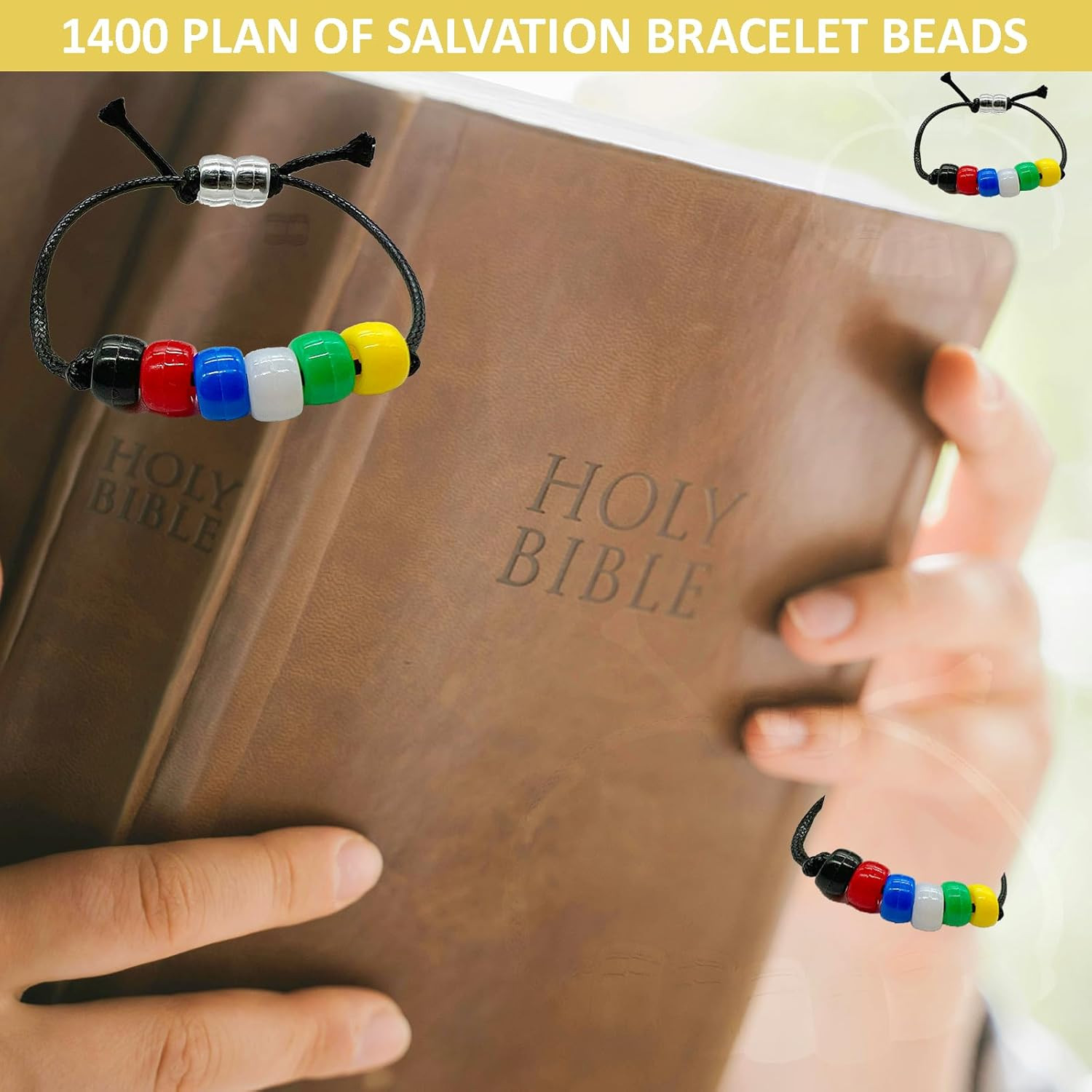 1400 Pcs Plan of Salvation Bracelet Kit Bead Bulk Wordless Faith Bracelet Black