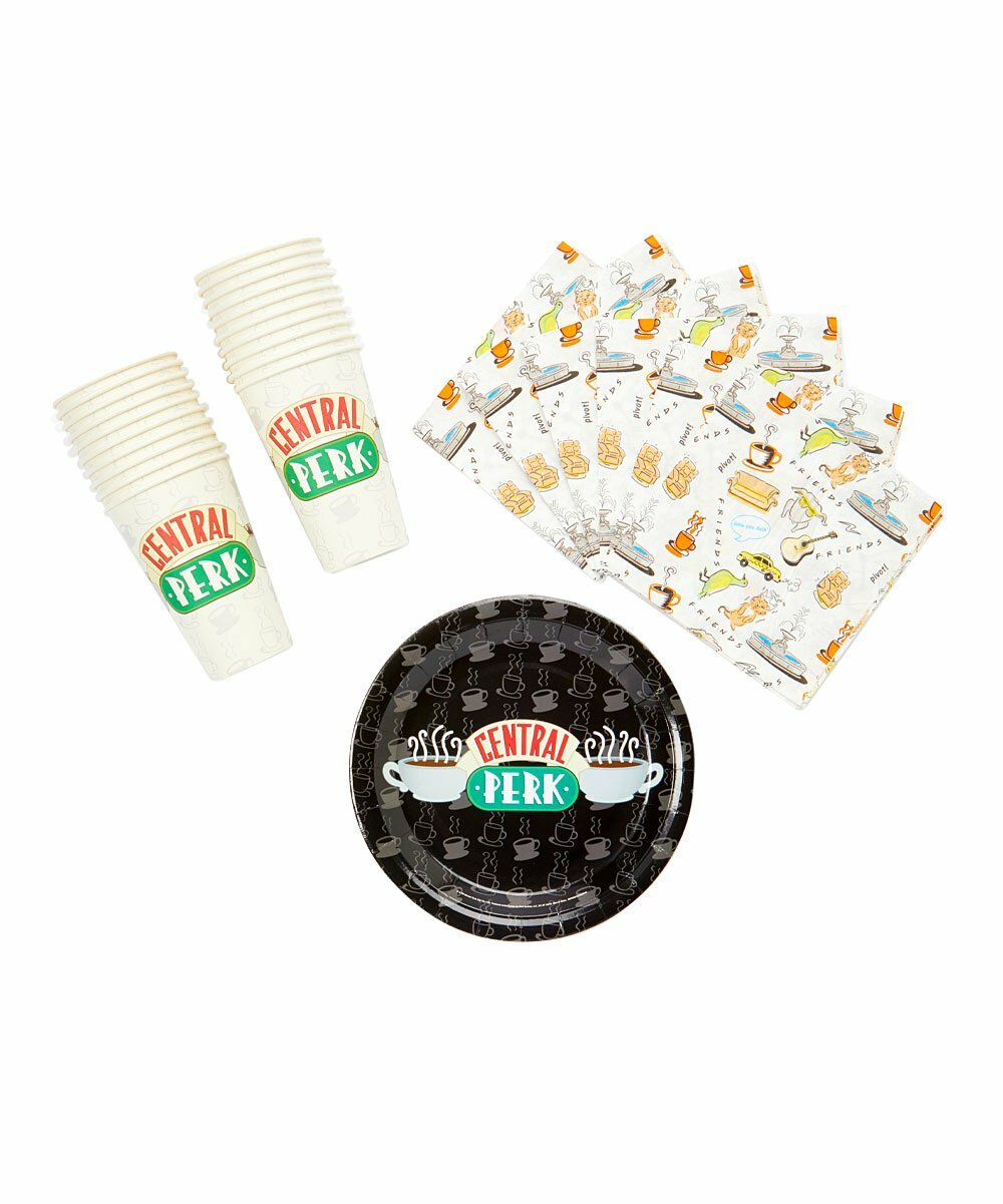 Friends Black & White Multicolor Central Perk 60-Ct Party Set 25th Anniversary