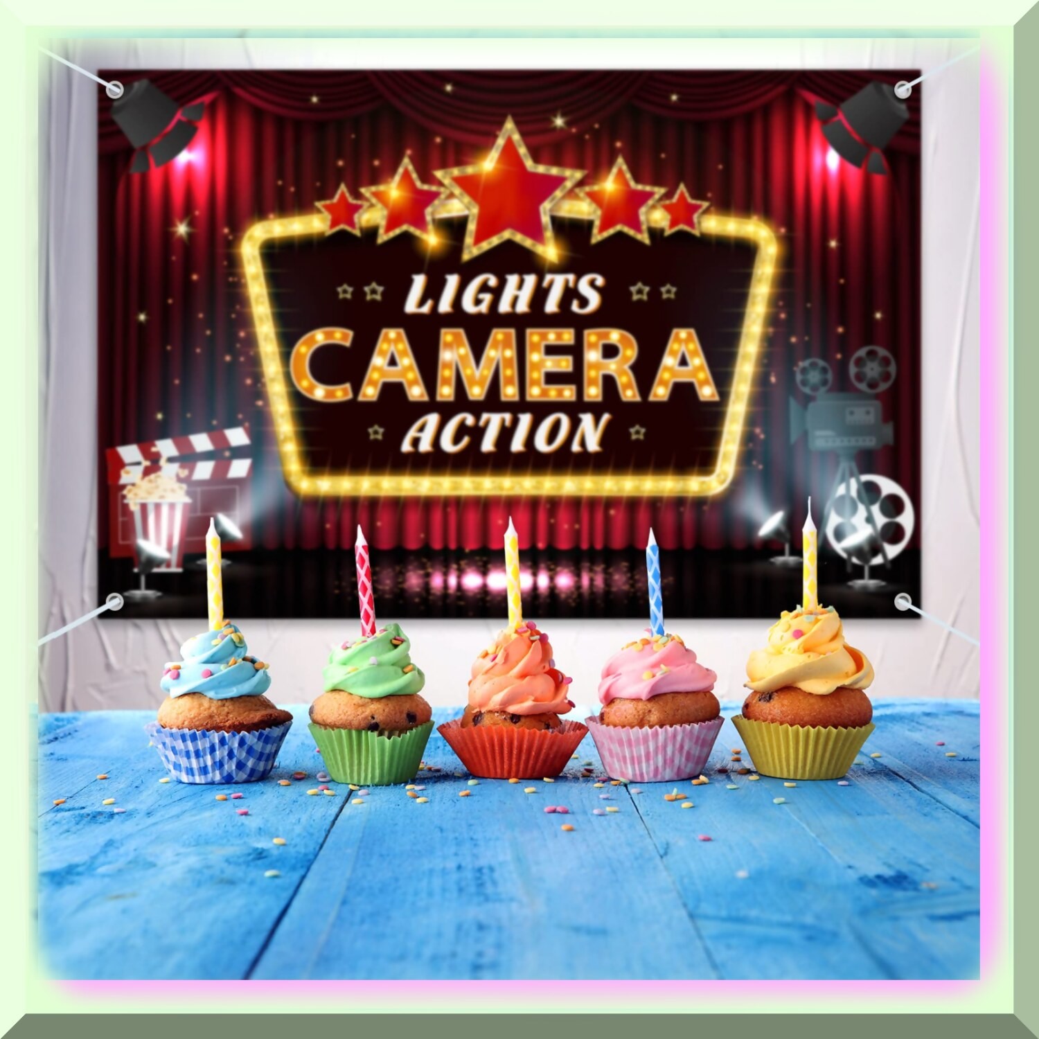 Red Carpet Cinema Party Banner 6x4ft Polyester