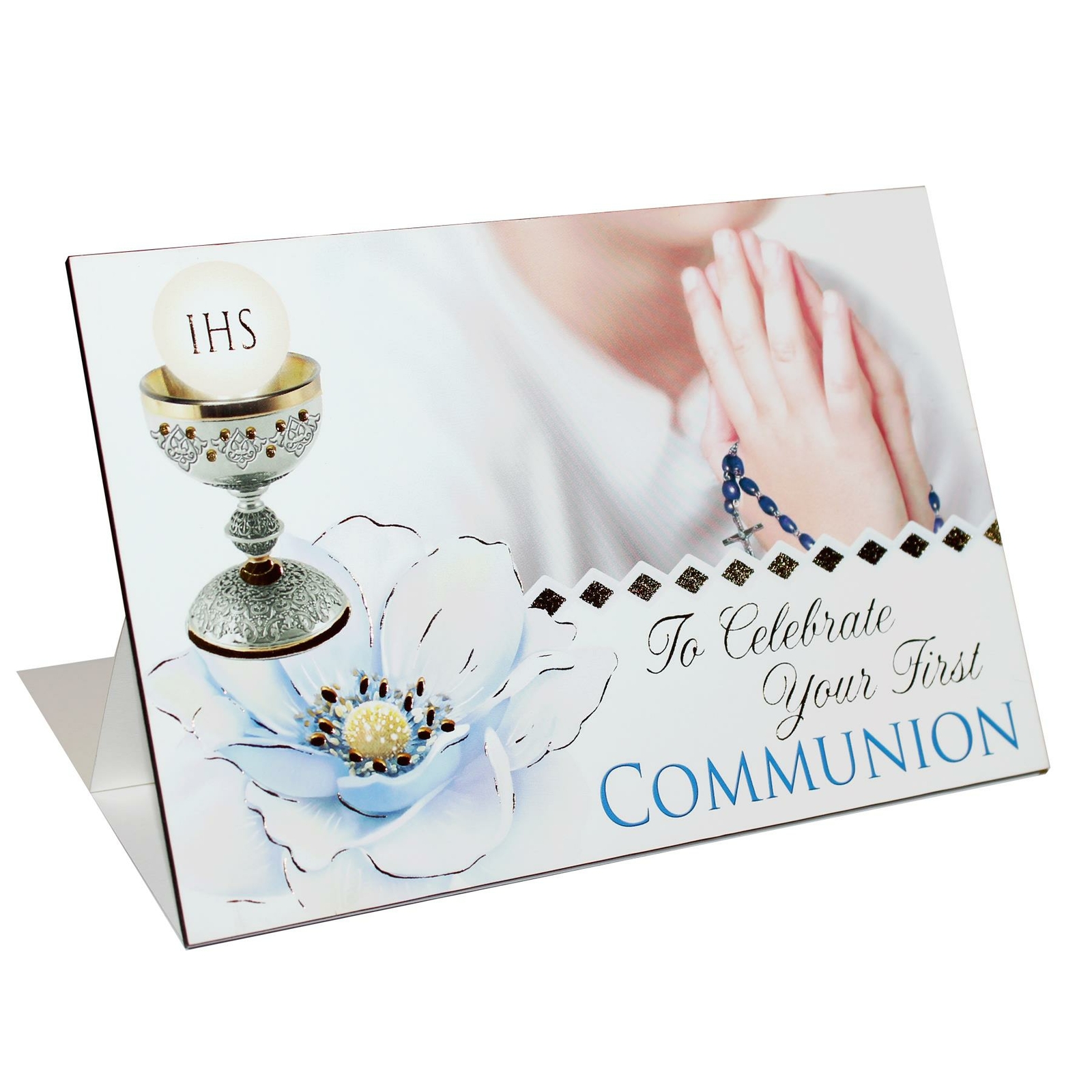 First Holy Communion Wood Post a Plaque with Envelope – Boy