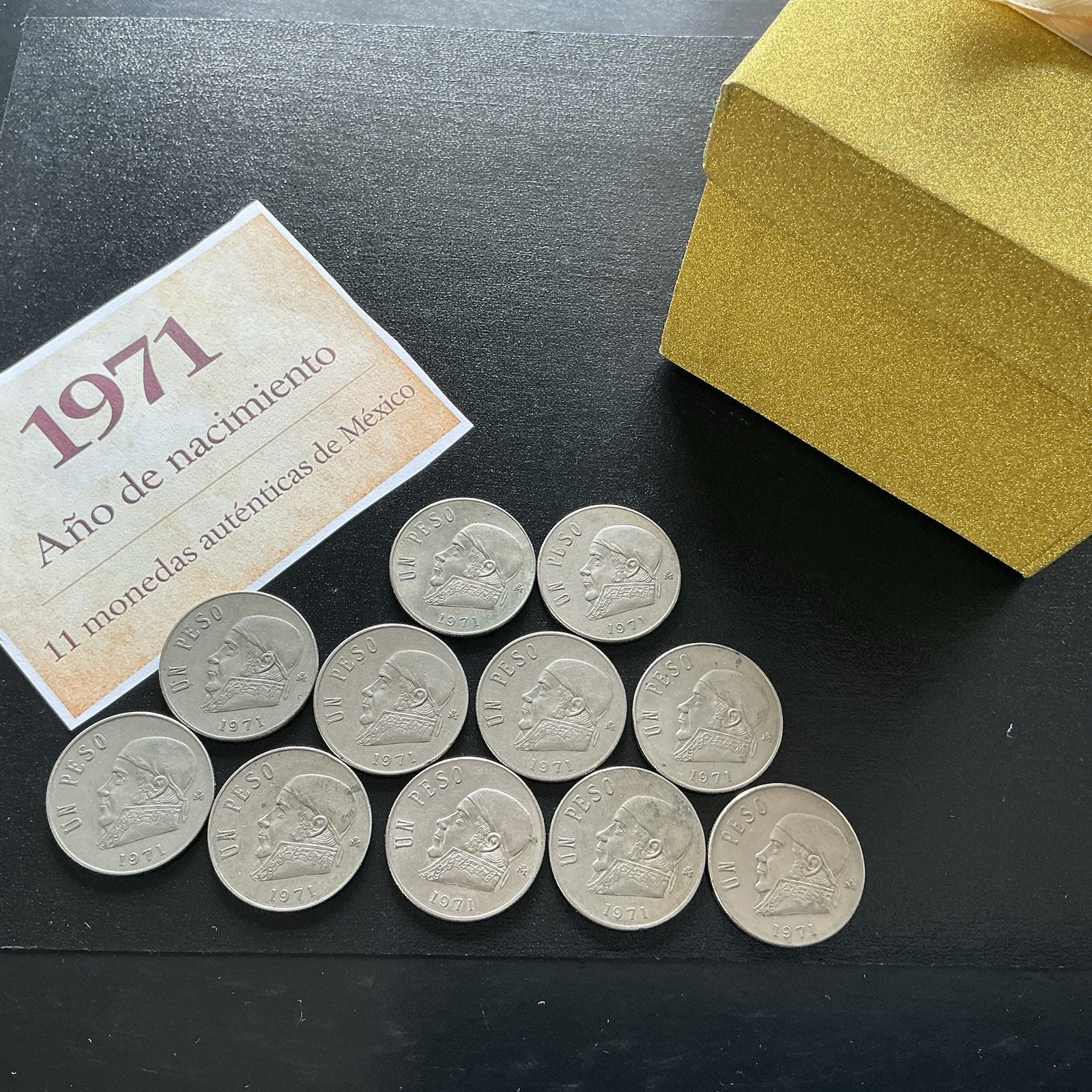 11 Monedas México 1 Peso 1971 – Lote – Circuladas – Regalo Año de Nacimiento