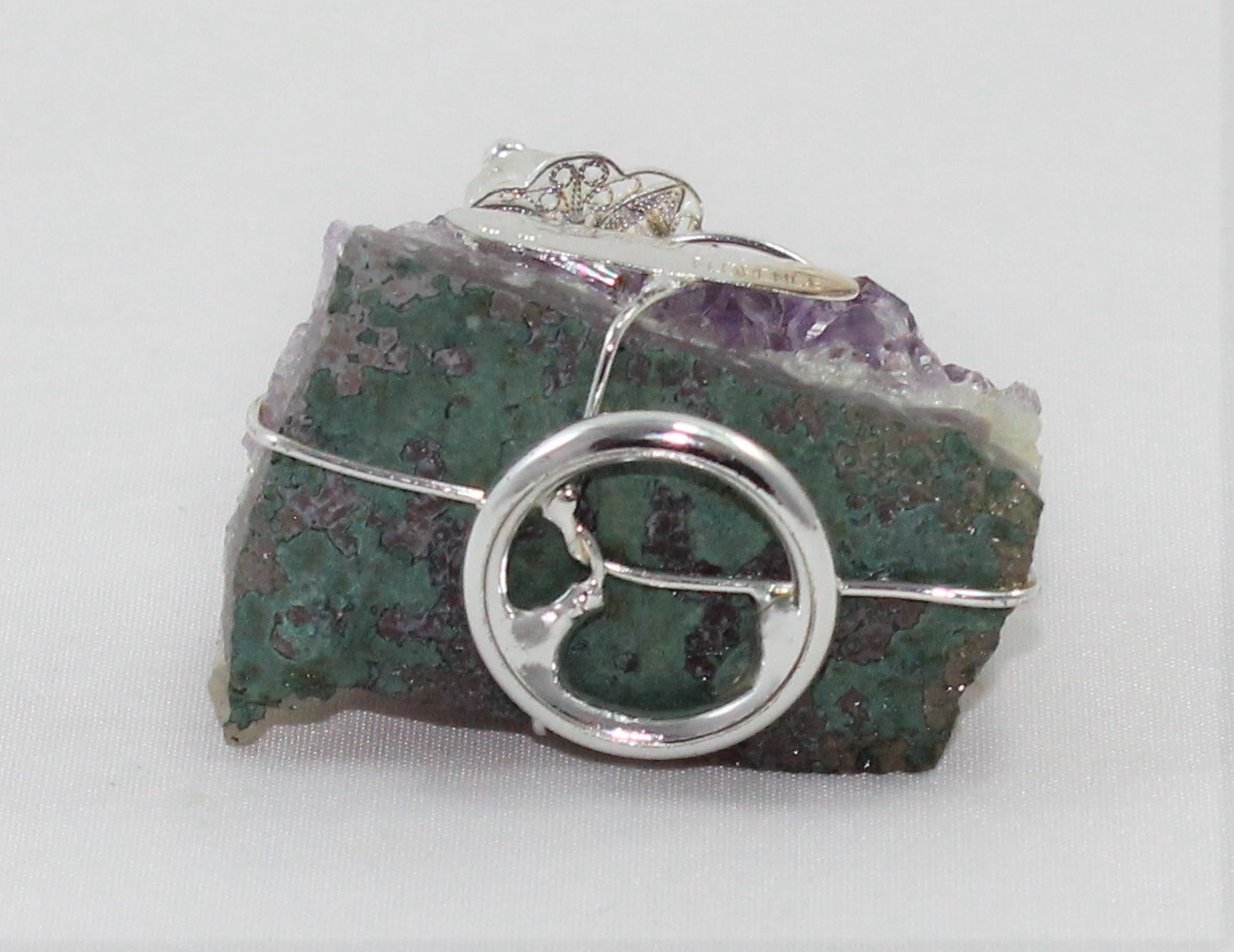 10 Birth Baptism Birthday Favor Silver Filigree and Amethyst