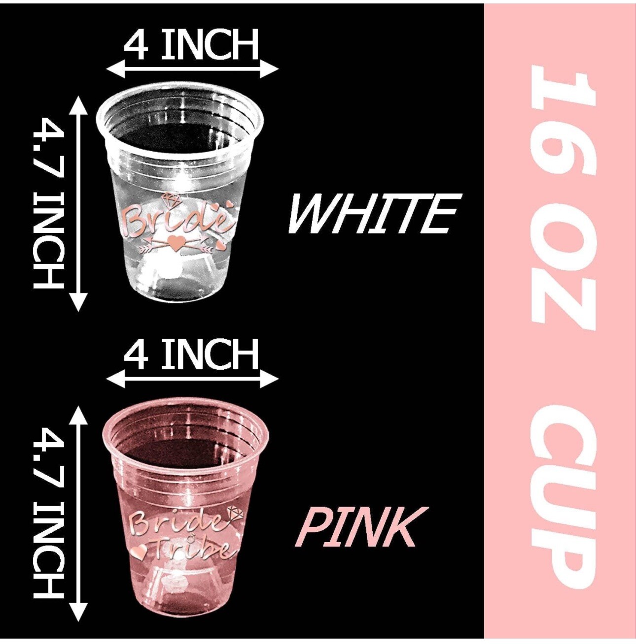 22 Pcs Bachelorette Party Decor Glow Clear Cups For Bride And Team 16OZ w/Lights