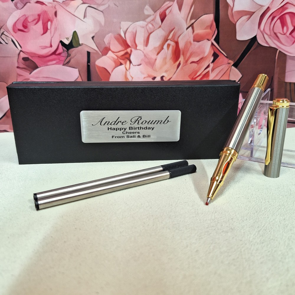 Personalised Birthday Silver Ballpoint Pen Set |18th, 21st, 30th, 40th, 50th, 60