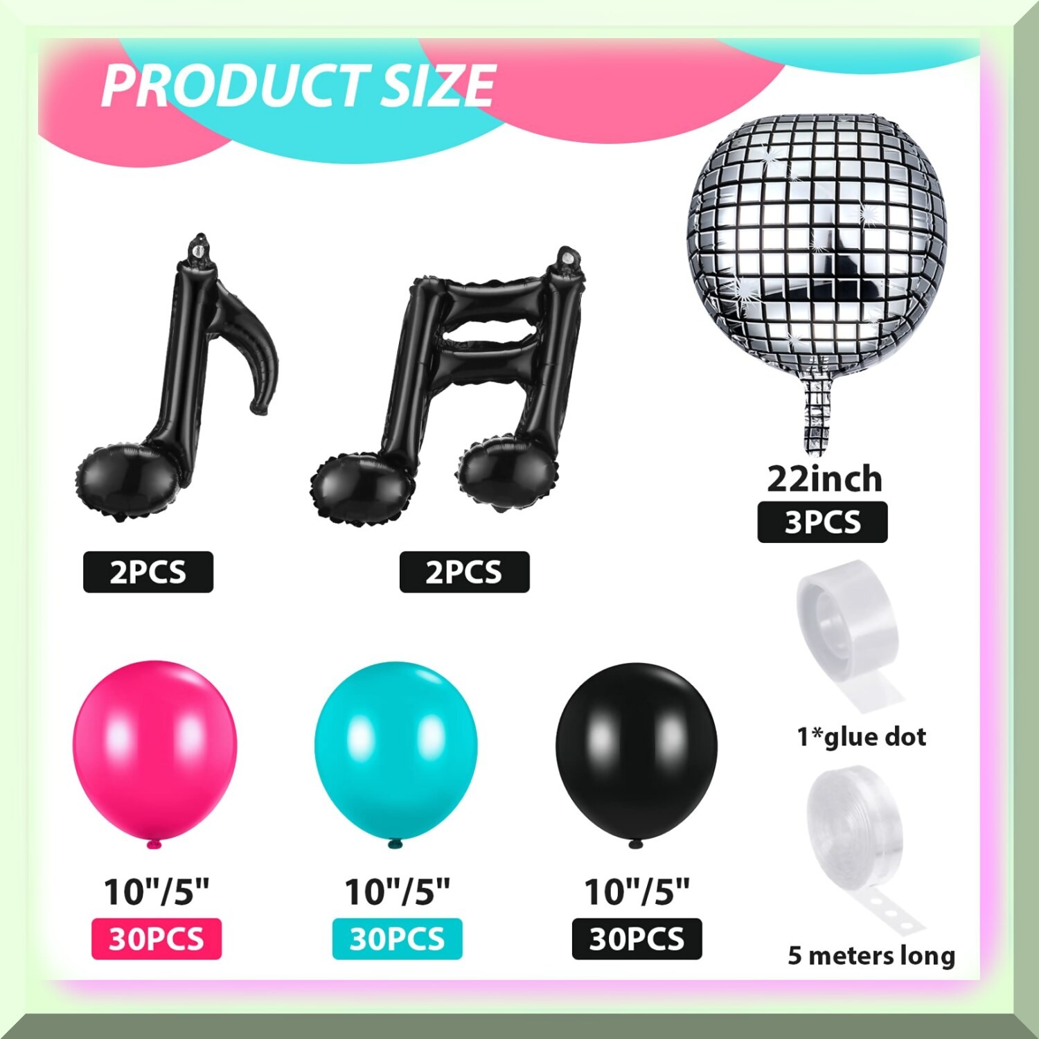 Party Kit with Disco Ball and Colorful Latex Balloons