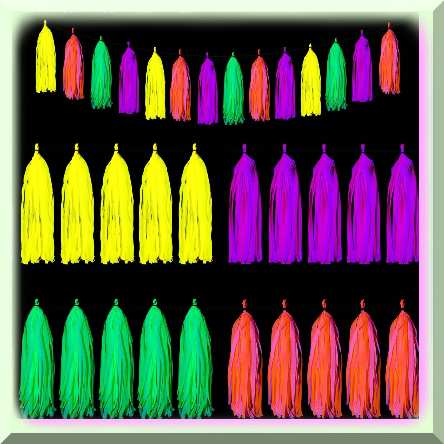 Neon Glow Party Pack with Garland Flags and Tels