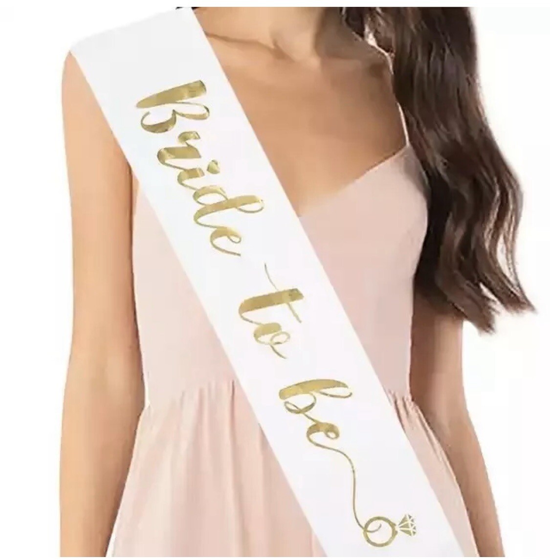 New Bride to Be White Sash Bachelorette Gold Letters Bridal Party Shower Wedding