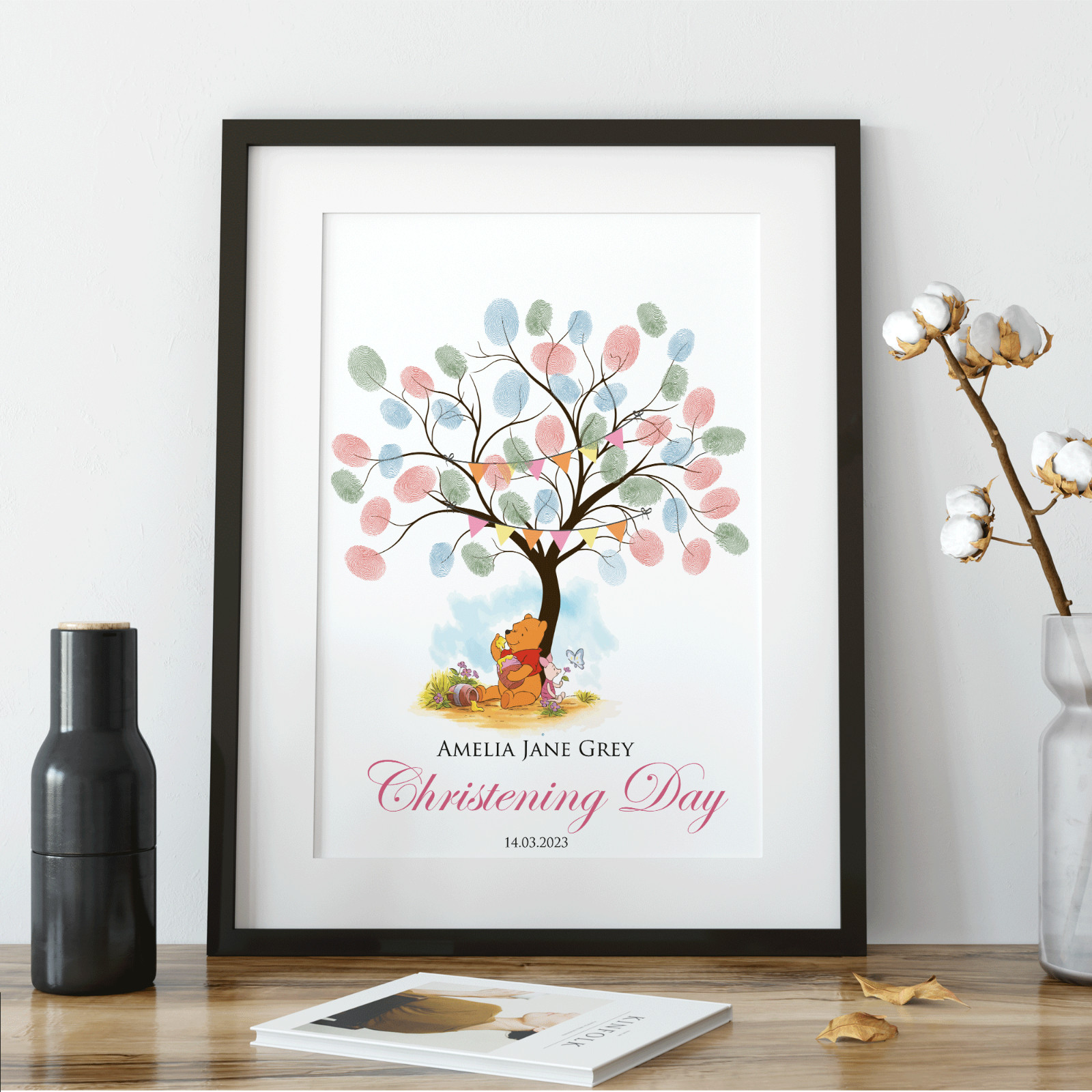 Winnie the Pooh Instant Download Editable Finger Print Tree Nursery Gift Idea