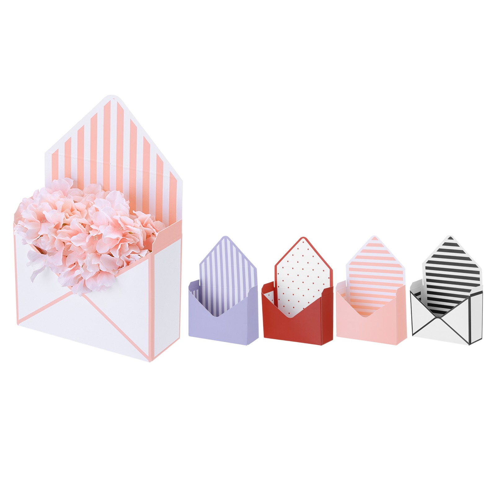 Paper Flower Gift Bags Set, 5 Pcs Gift Bag, 2 Styles, Multicolored