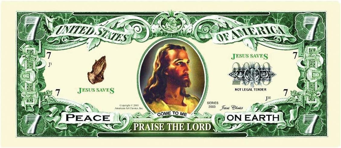 Set of 1000 – Jesus Christ Praise The Lord Christian Religious Novelty $7 Bills