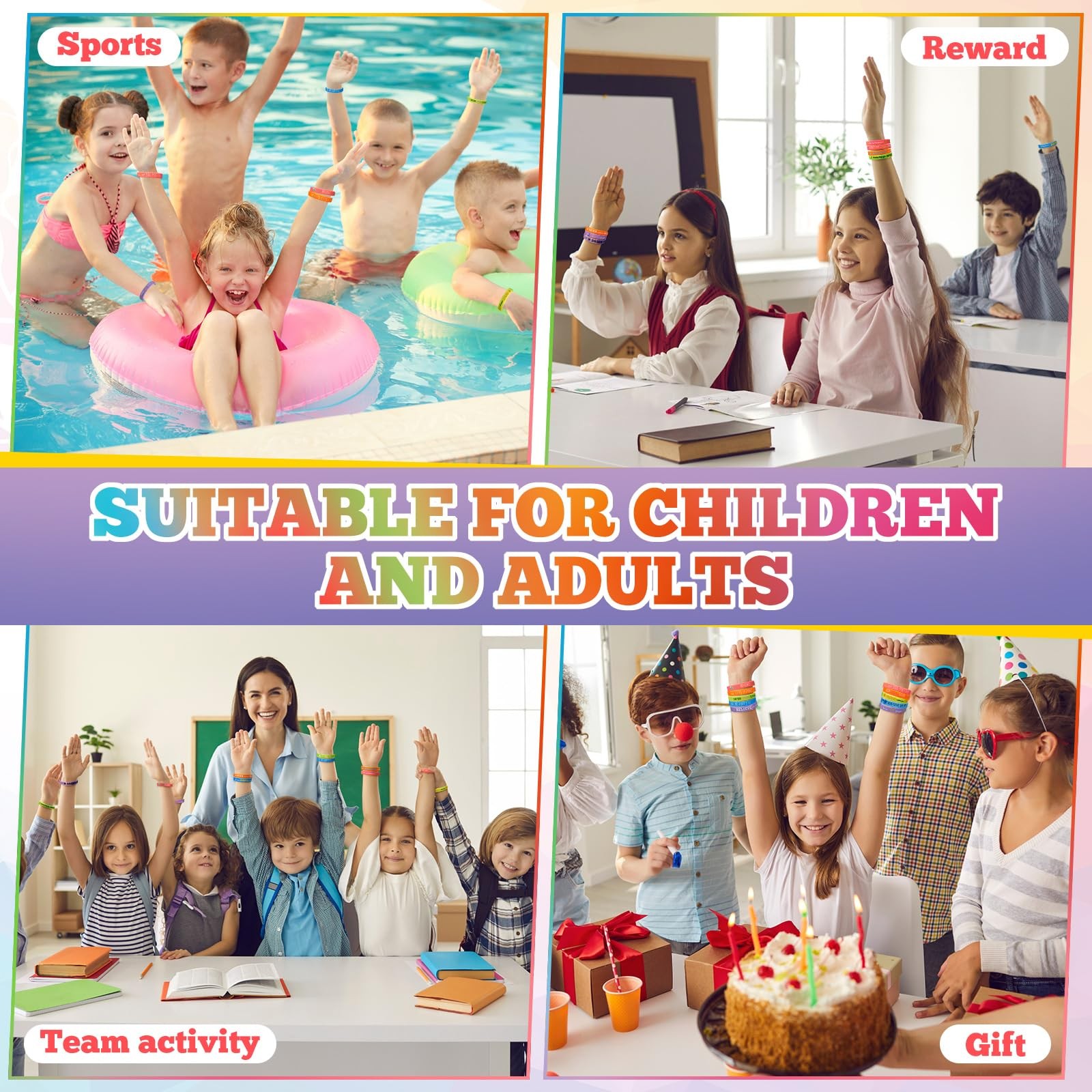 120 Pcs Motivational Silicone Wristbands Bulk Inspirational Rubber Unisex