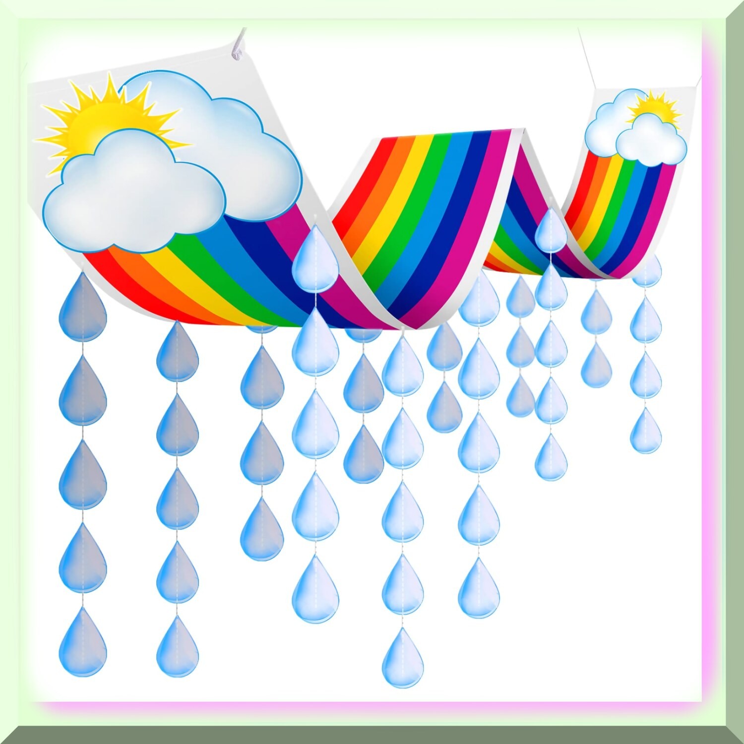 Hanging Cloud Decoration with Raindrop Garland