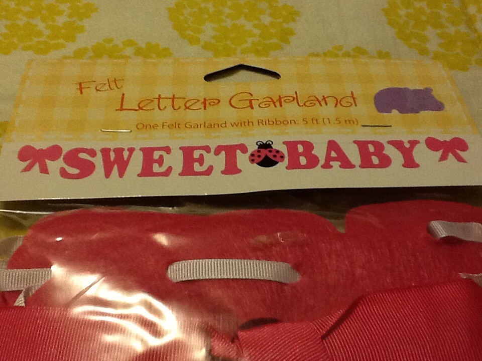 NEW “SWEET BABY” GIRL BABY SHOWER PARTY PINK FELT LETTER GARLAND 5 FT. W/RIBBON