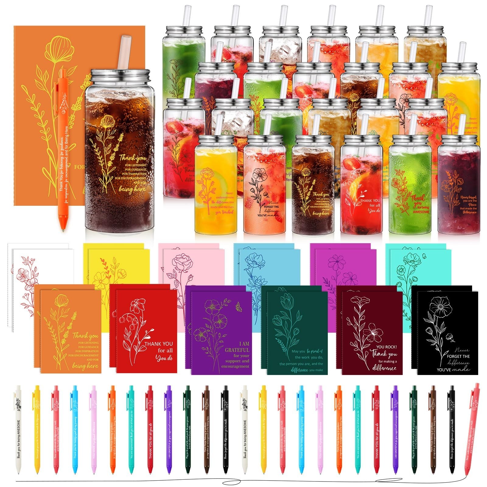 72 Pcs Employee Appreciation Gifts 13.5 oz Thank You Cups Bulk with Lids Stra…