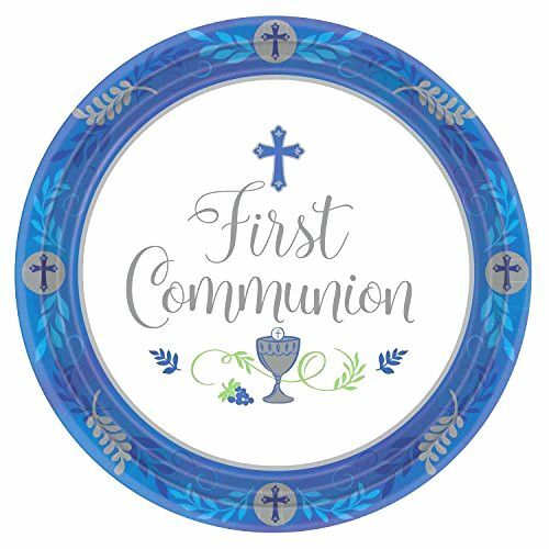 Blue “First Communion” Round Plates, 10.5″