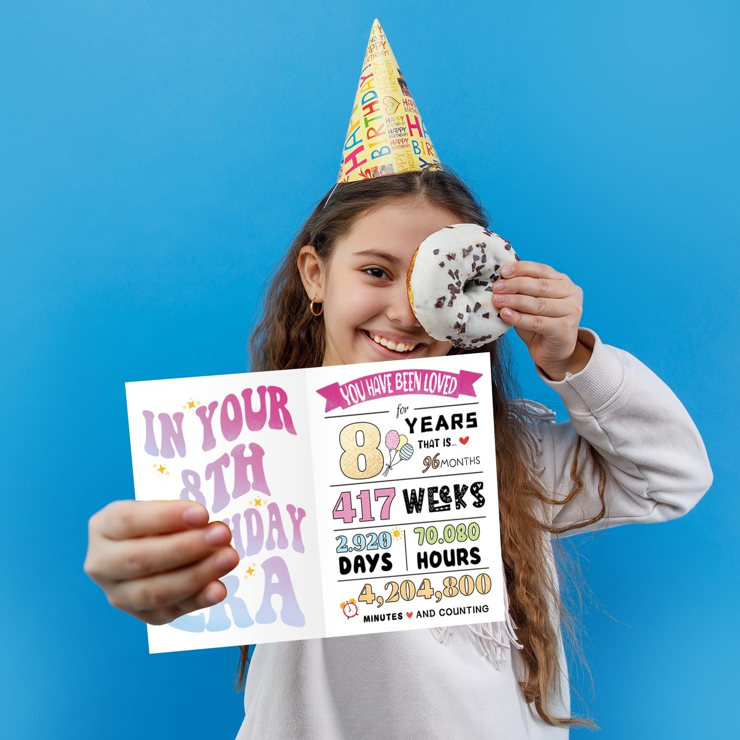 UUEFKTN Cute Happy 8th Birthday Card Gift for 8 inches x 5.3 inches,