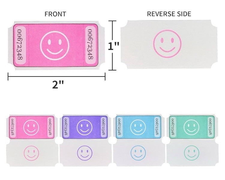 L Liked 4000 Assorted Raffle Tickets Each 1×2 Inch 1000/Roll Smile Face Pastel