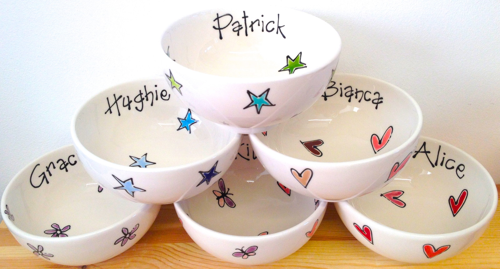 Personalised Handpainted Ceramic Bowl Choose Colour Design Text Gift Present