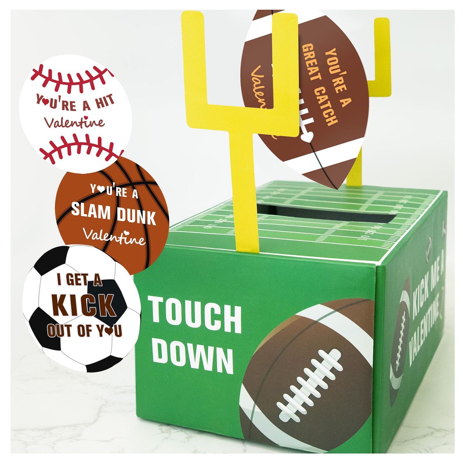 ORIENTAL CHERRY Valentines Boxes for Kids – Football Valentine Green, Red