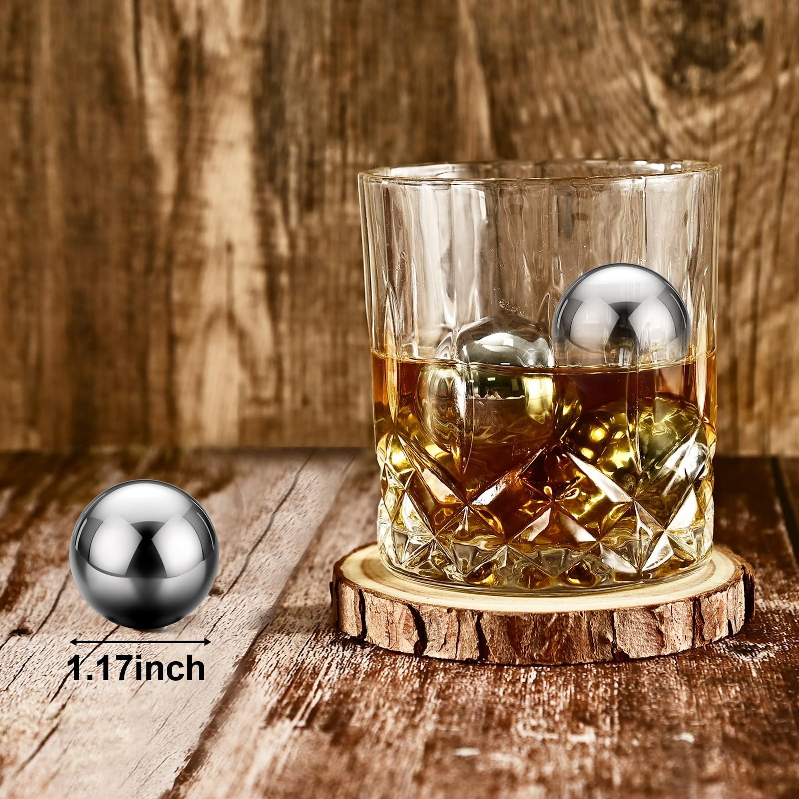 EooCoo Stocking Stuffers for Men, 6 Pack Reusable Whiskey Stones Set, Stainle…
