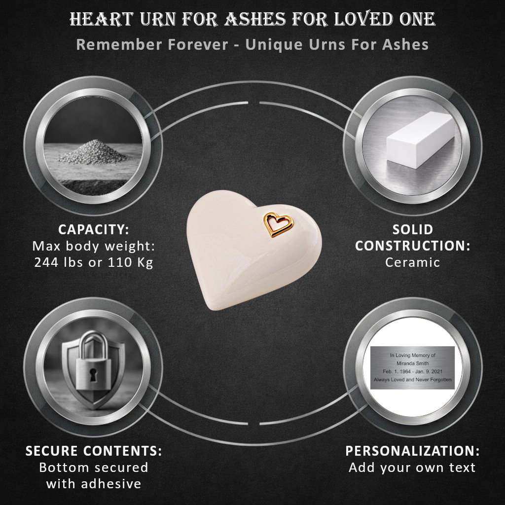 Beautiful Adult Cremation Urn for Ashes Funeral urn Unique Memorial -Heart Urn