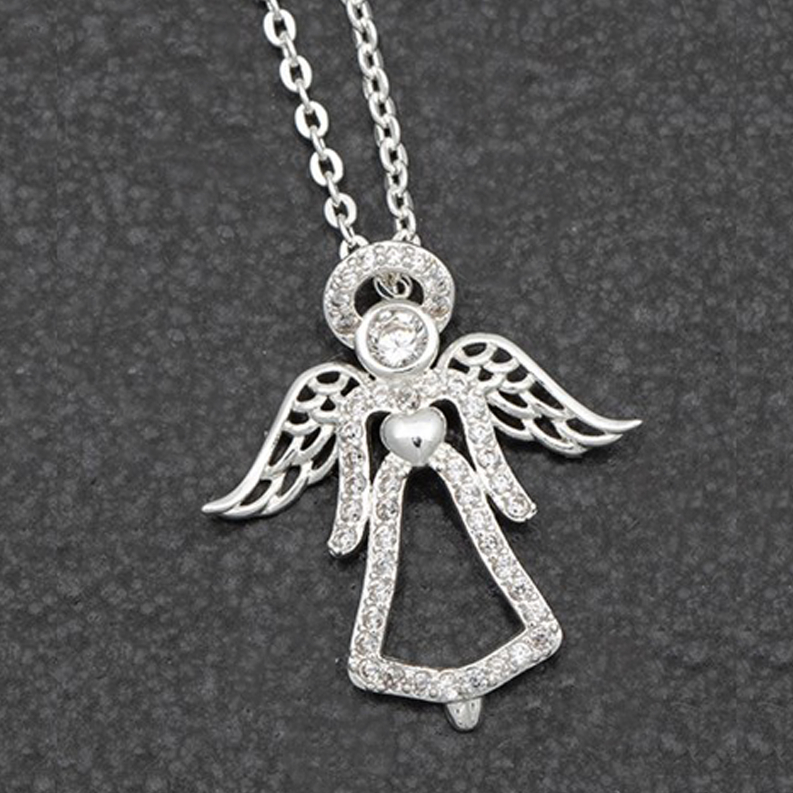 Equilibrium Silver Plated Necklace with Guardian Angel Pendent