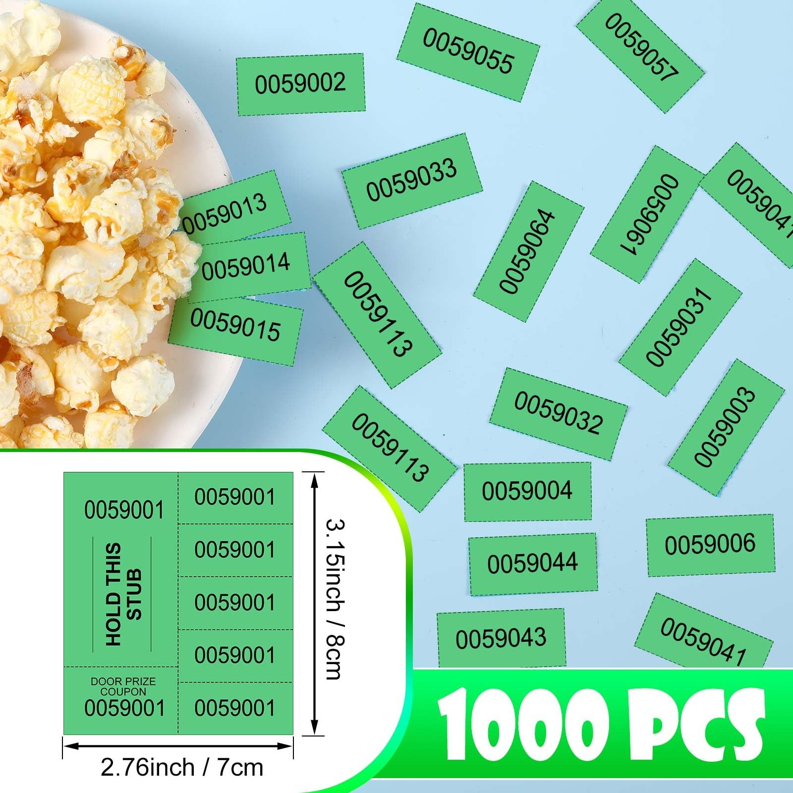 1000 PCS 5 Bid Raffle Ticket Numbers Auction Tickets Events Church Green