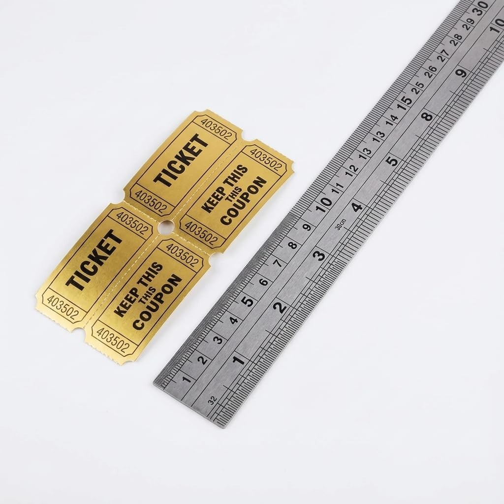 Golden Tickets 1 Roll 1000 Metallic Foil Raffle Tickets for Events, Carnivals