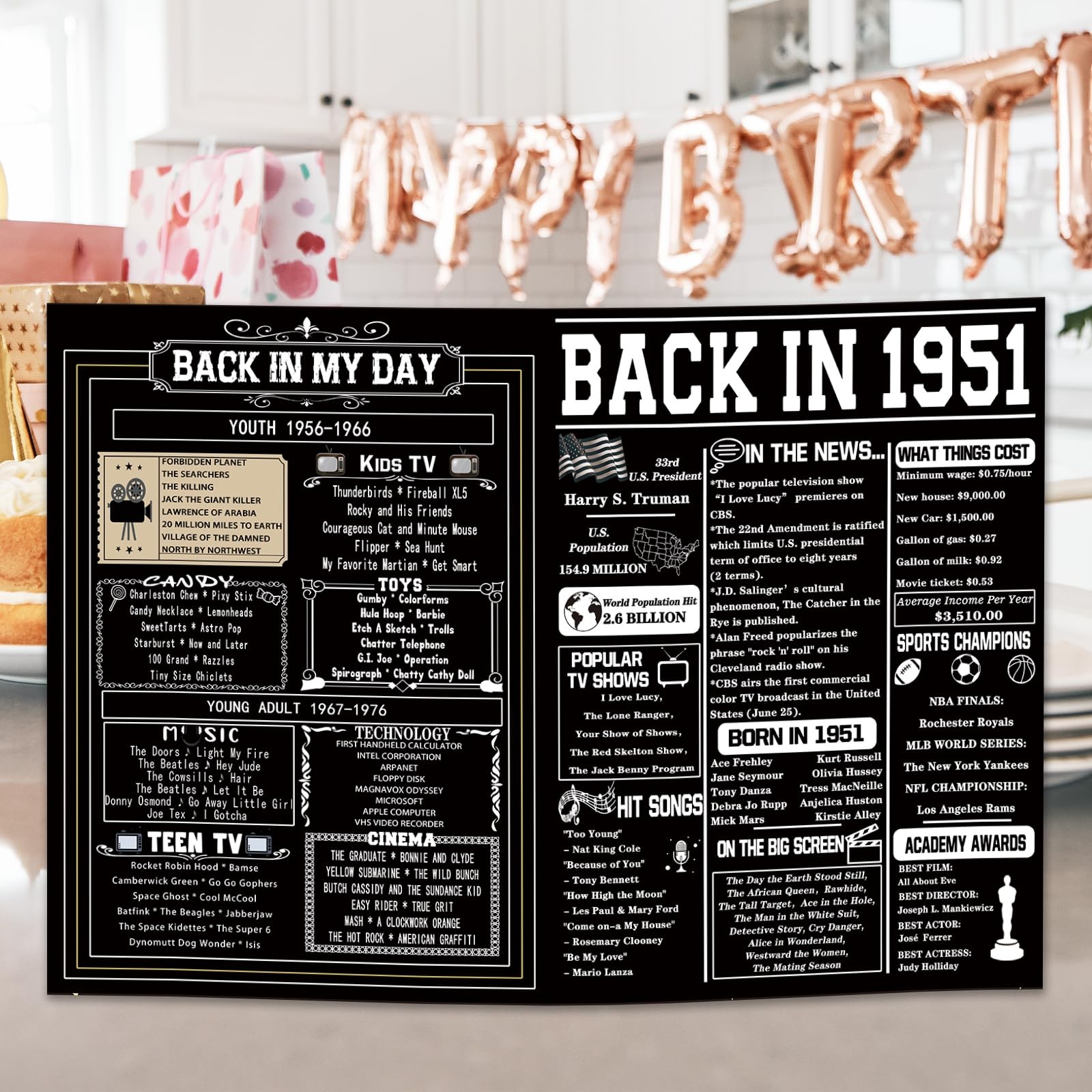 Asmallgf Happy 75th Birthday Gifts for Woman Man, 10.6 x 7.9 inches,