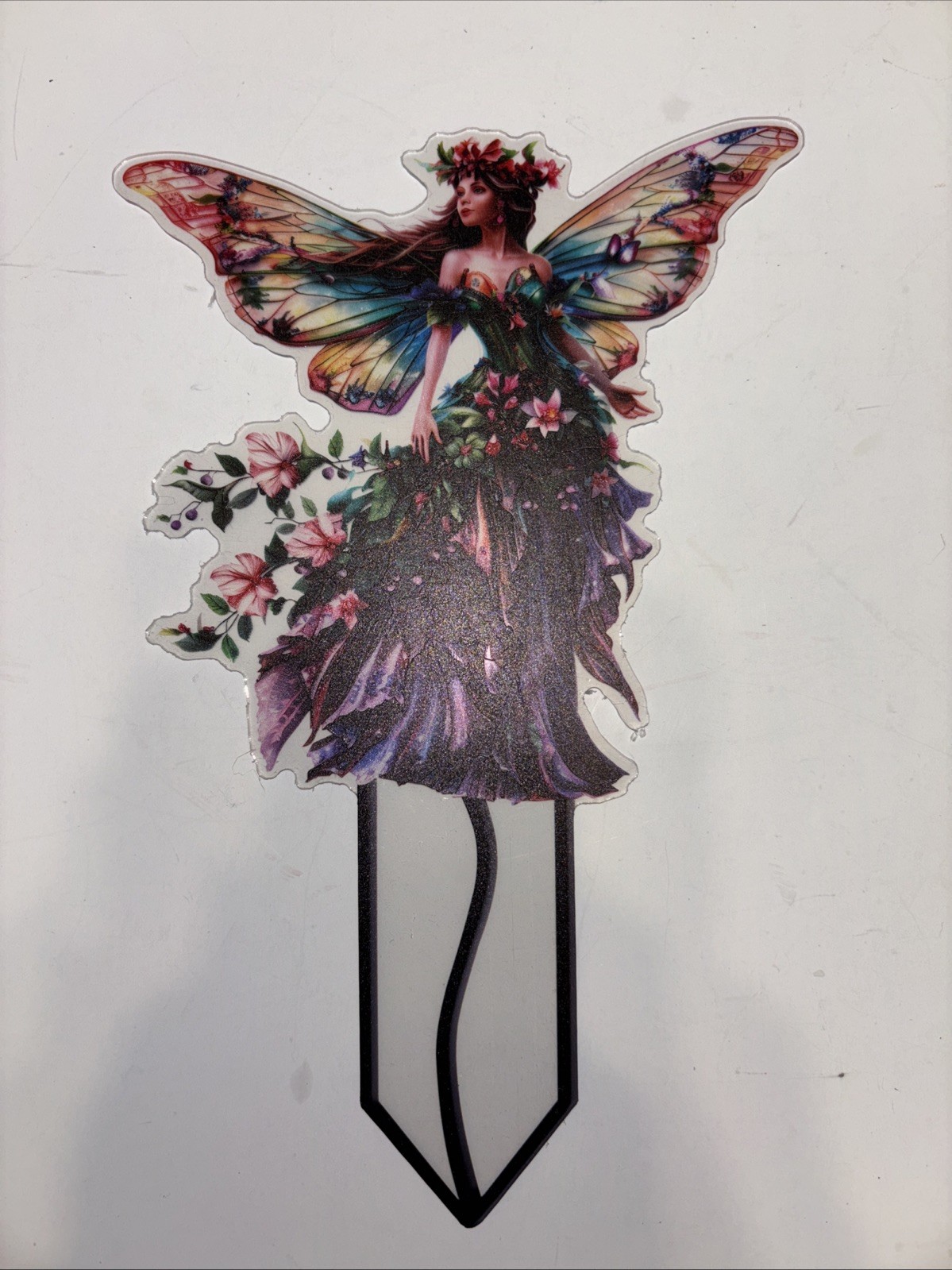 Boho Acrylic Garden Stake Decorative Purple Flower Fairy Outdoor Decor 10”