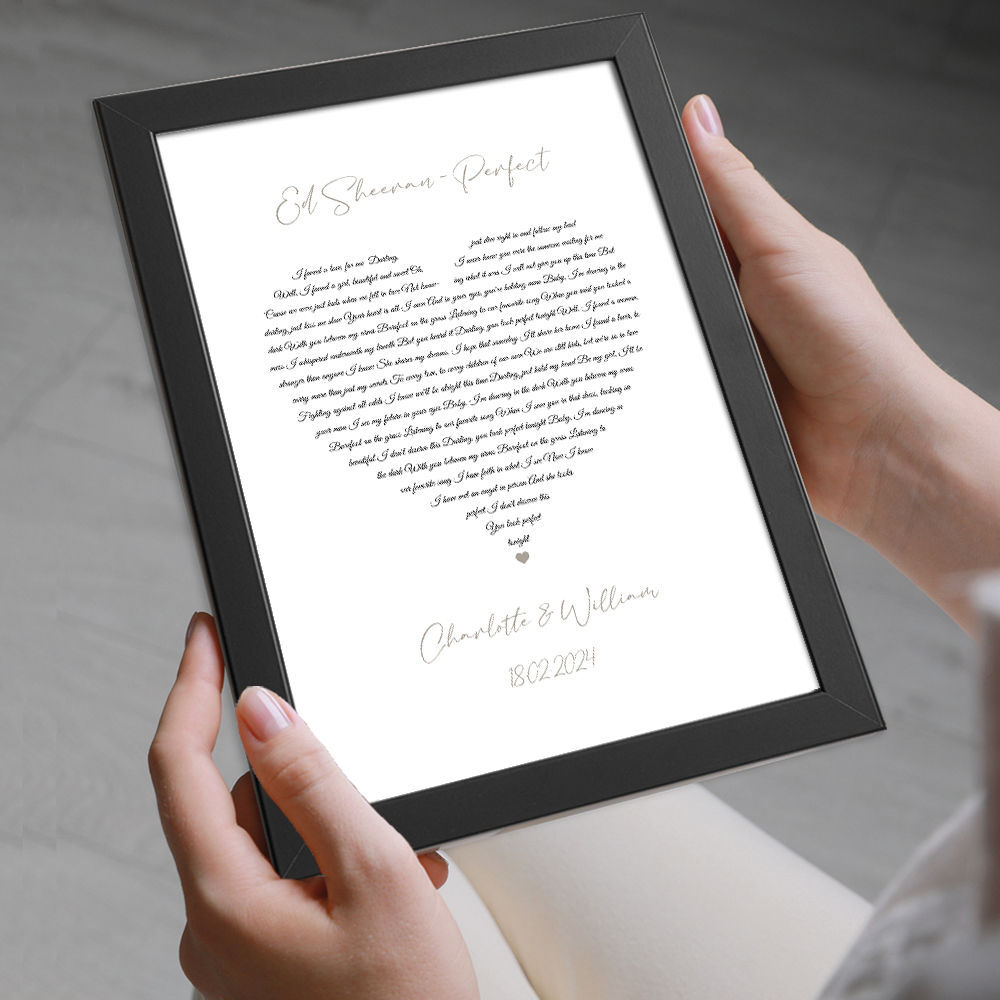 Our Song Lyrics Heart Wall Art Print Custom Gift Valentine Wedding A4 A5 A3
