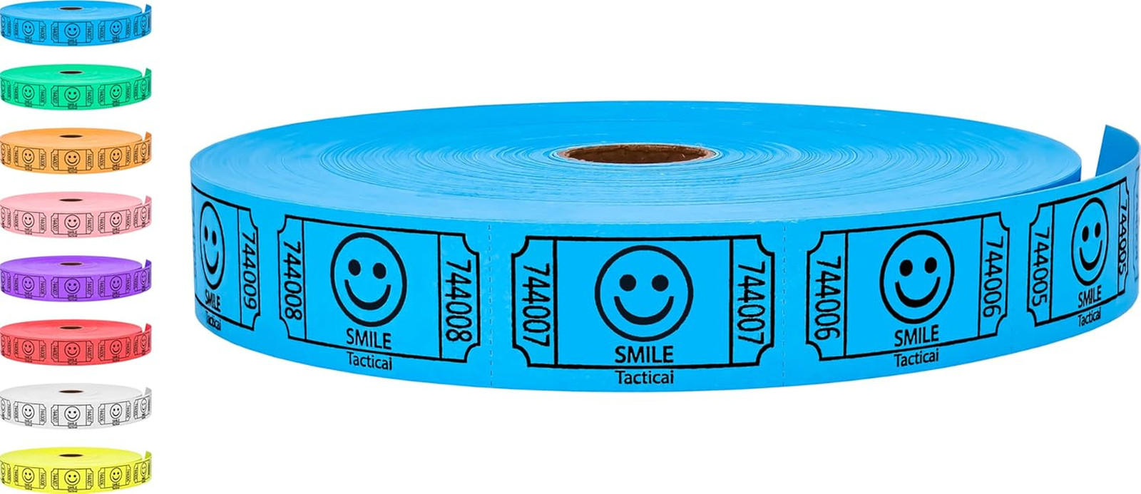 2000 Raffle Tickets, Smile, Blue (1 of 8 Colors), Single Roll, Ticket for Events