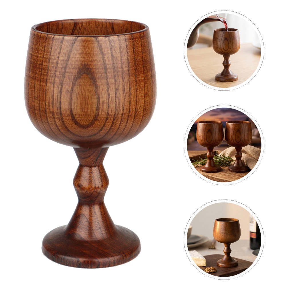 2 Pcs Wooden Wine Cup Highball Glasses Small Goblet Whiskey Tumbler