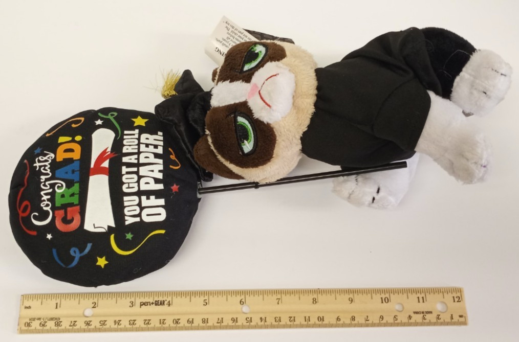 Grumpy Cat Plush Graduate Balloon Congrats Roll of Paper Funny Graduation Gift