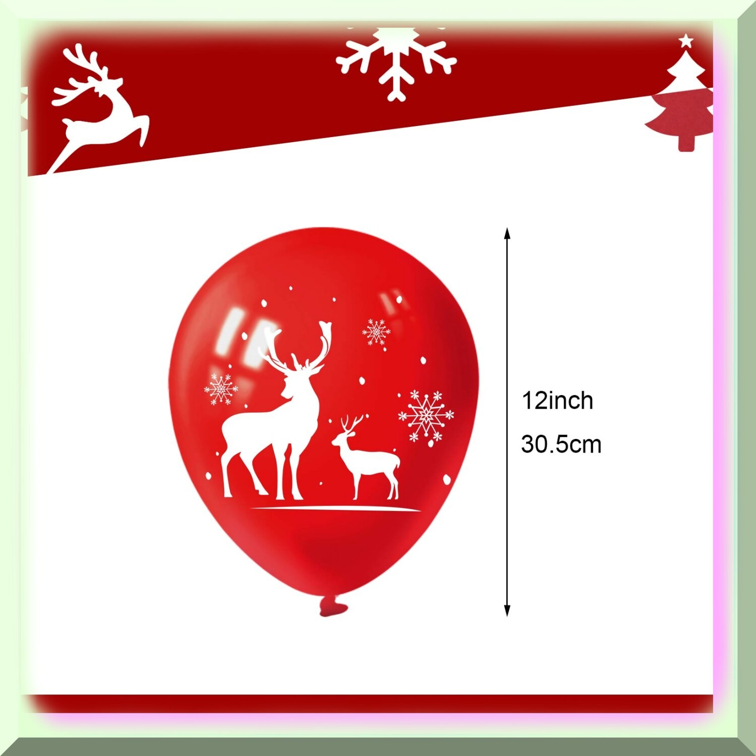50 Latex Balloons 12 Inch Red White Green