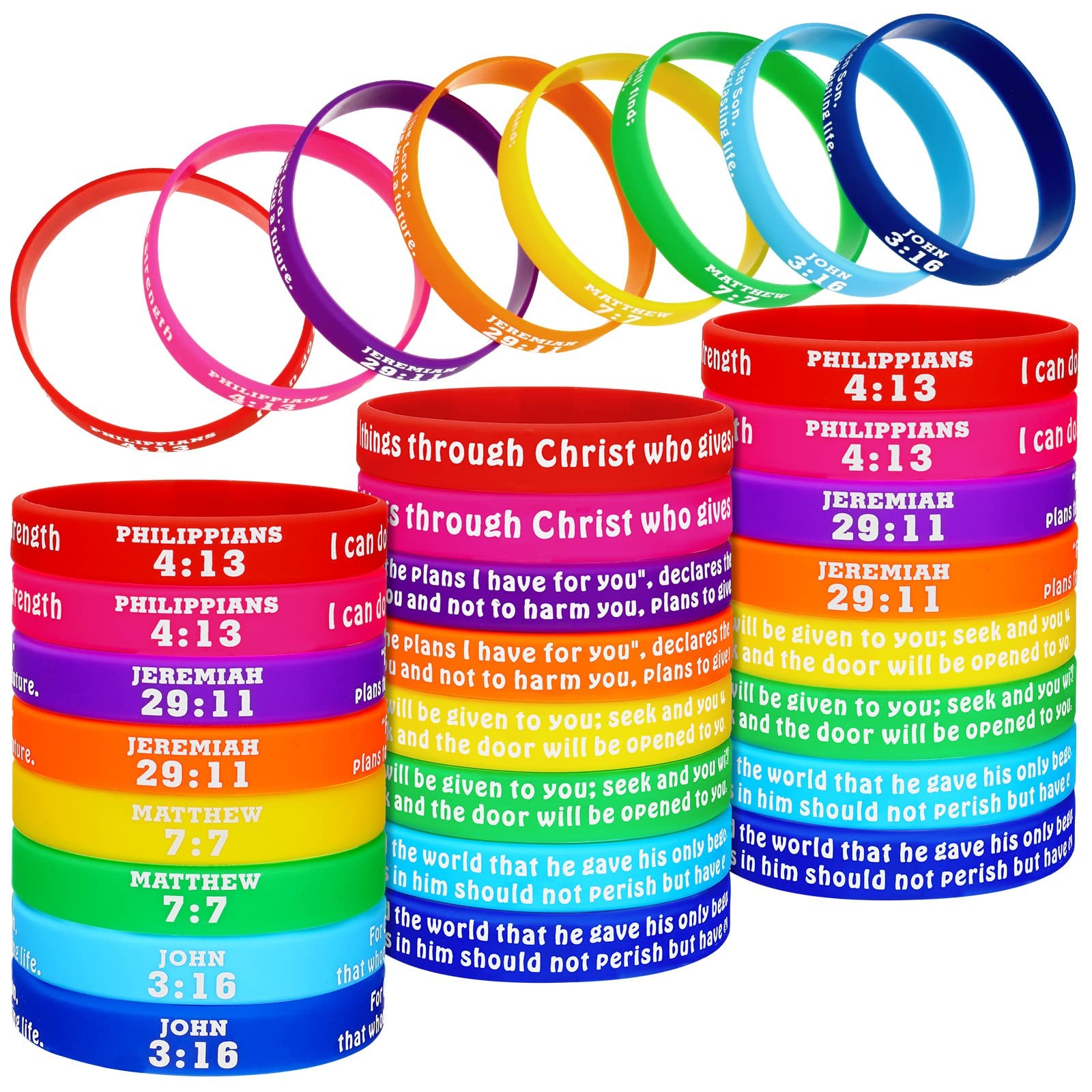 48 Pcs Bible Verses Bracelets Motivational Christian Rubber Bracelets Bulk In…