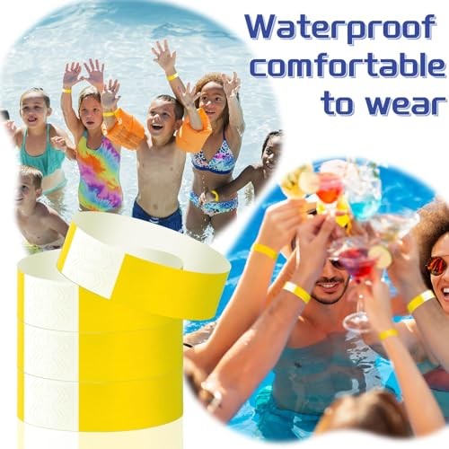 2000 Pcs Paper Wristbands for Events Waterproof Neon Wrist Bands Yellow