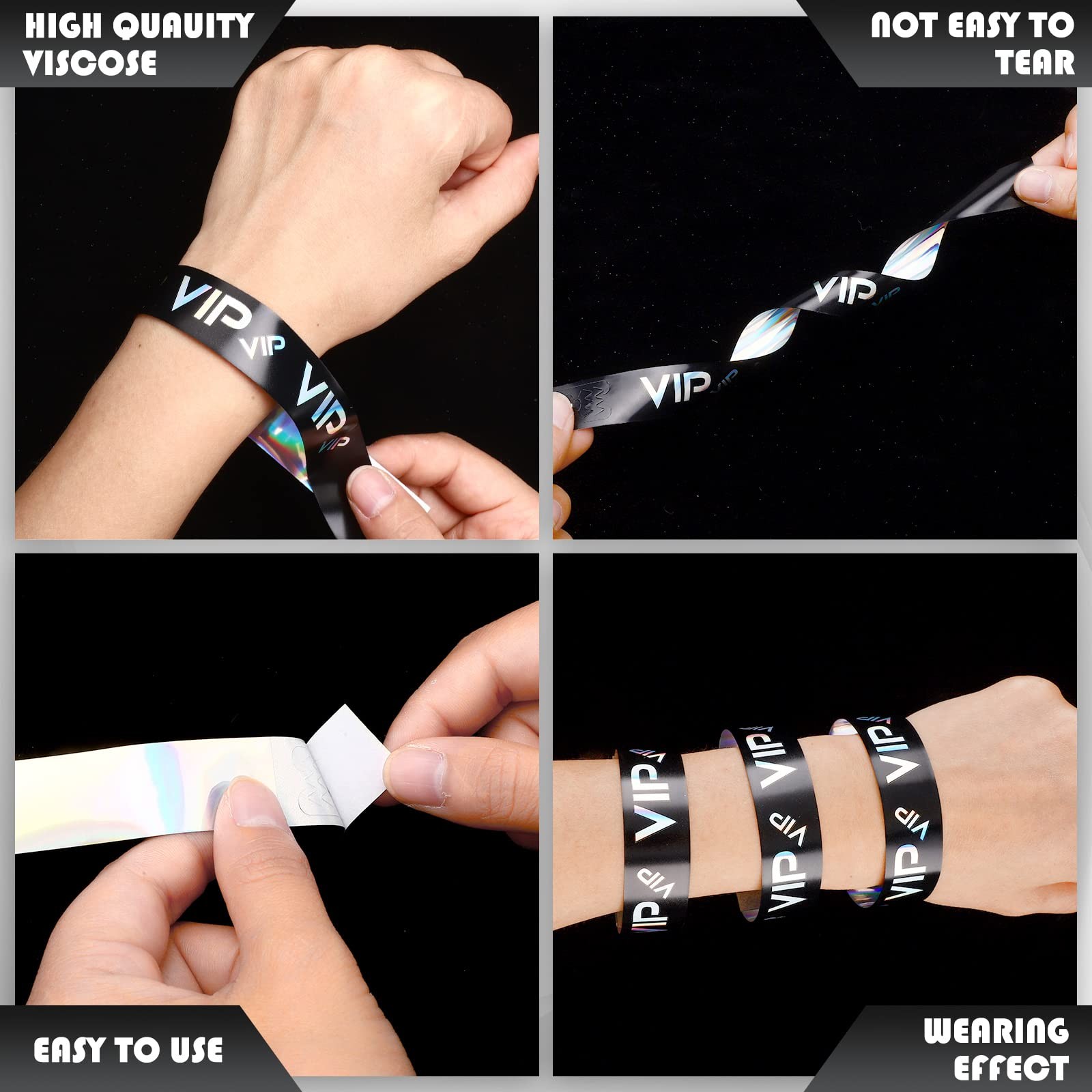 Teling 500 Pack VIP Plastic Wristbands Bracelets Party for Events VIP Custom …