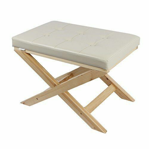 Remsoft Upholstered X Bench Ottoman in Black and Cream Color (cream)