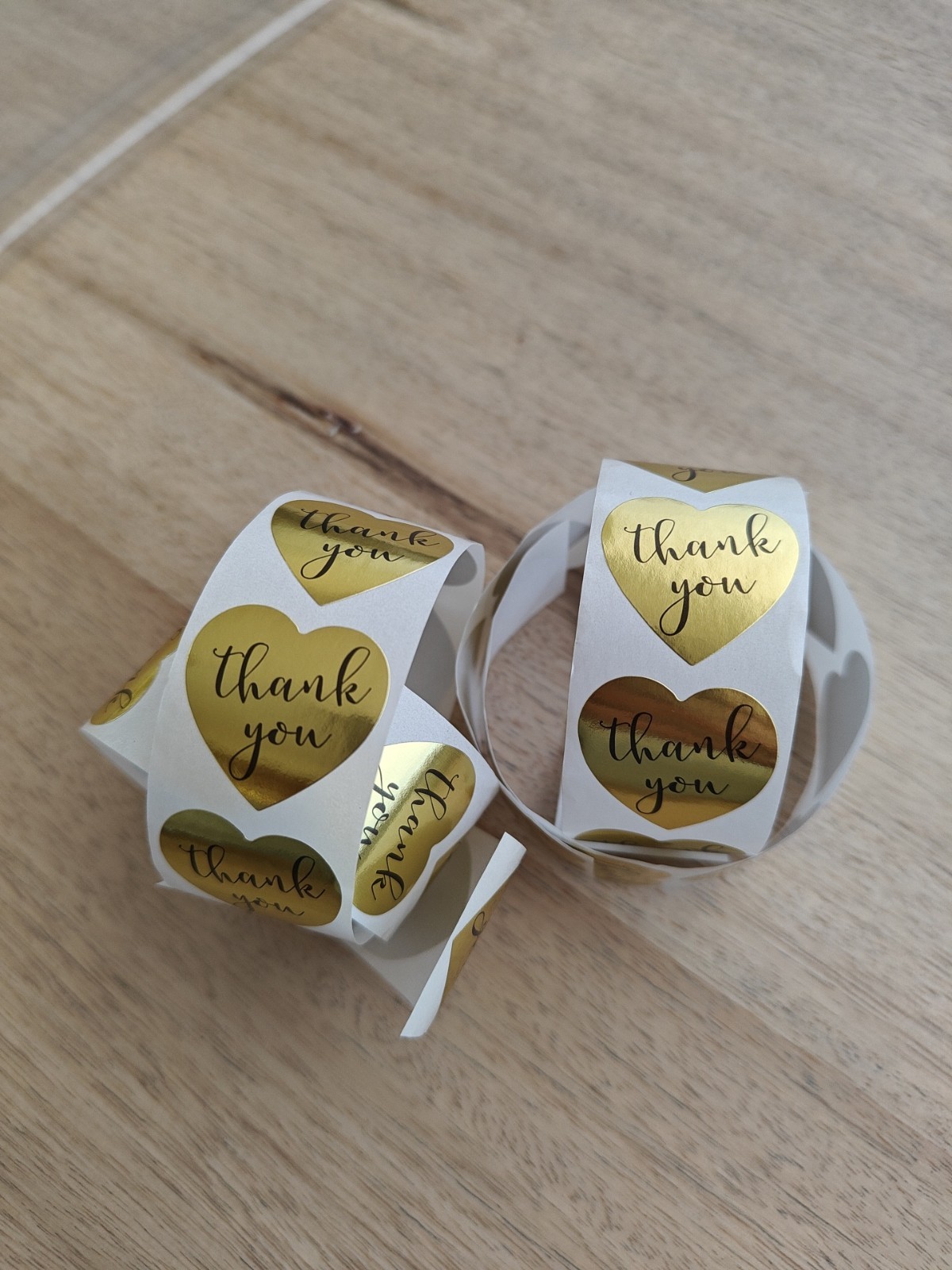 100 Pcs heart shape gold thank you labels wedding Party Favor Small Business