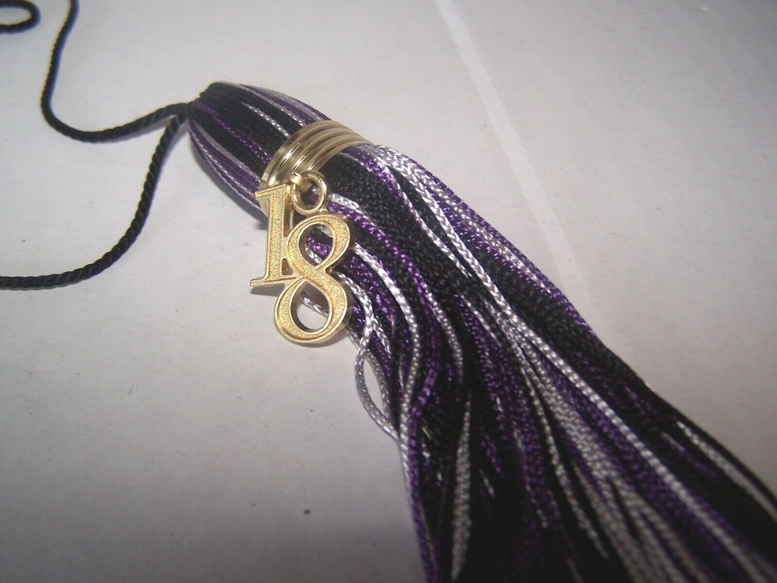 NEW Purple, White, & Black Graduation Tassels Year 2018 with charm