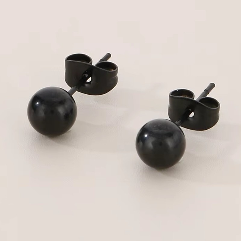 Stainless Steel Ball Stud Earrings Set – Multicolor Bead Earrings for Women Men