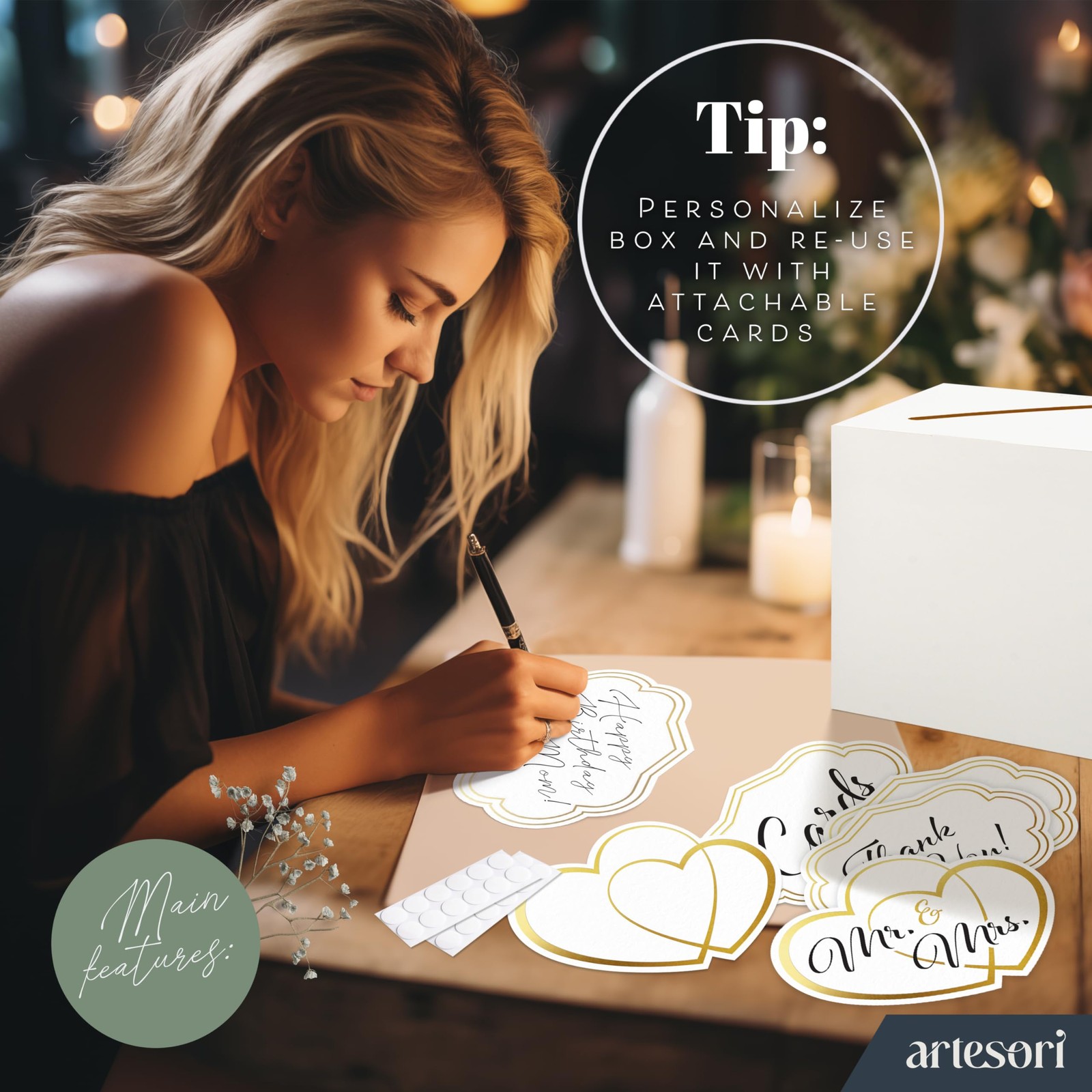 ARTESORI Gift Card Box for Party — White 1 Count (Pack of 1),