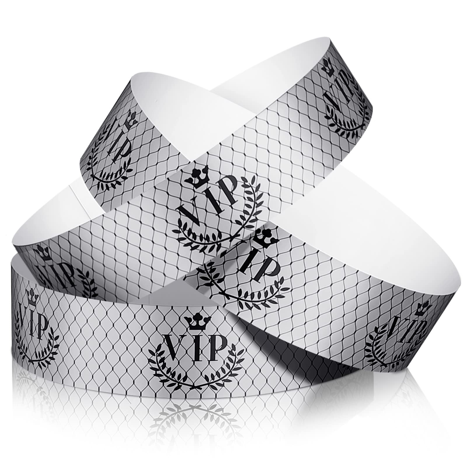 Jadive 500 Pieces Paper Wristbands VIP Plastic 9.84*1.2 inches, Silver