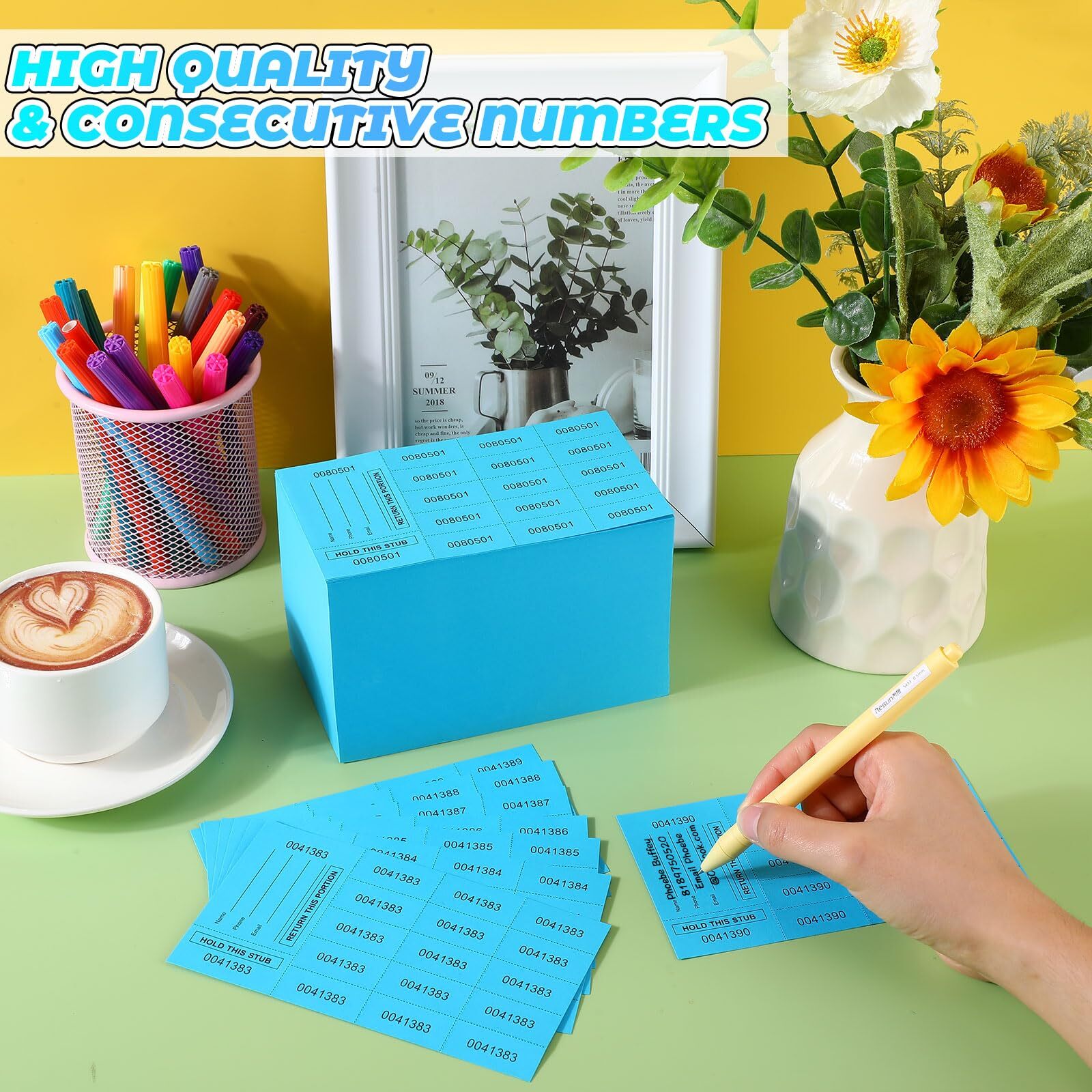 1000 Sheets 15-Bid Chinese Auction Tickets Fundraiser Tags Lake Blue