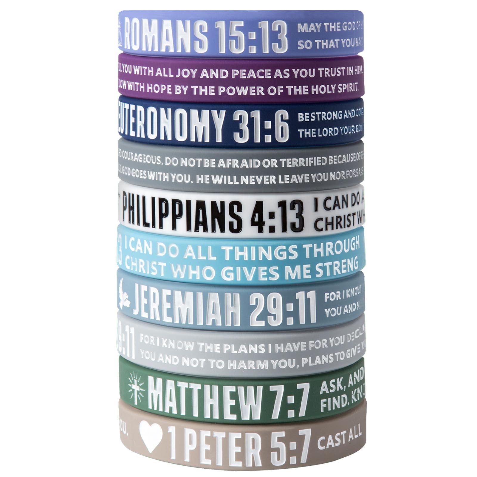12-Piece Bible Verse Bracelets – Christian Scripture Silicone Wristbands for Men