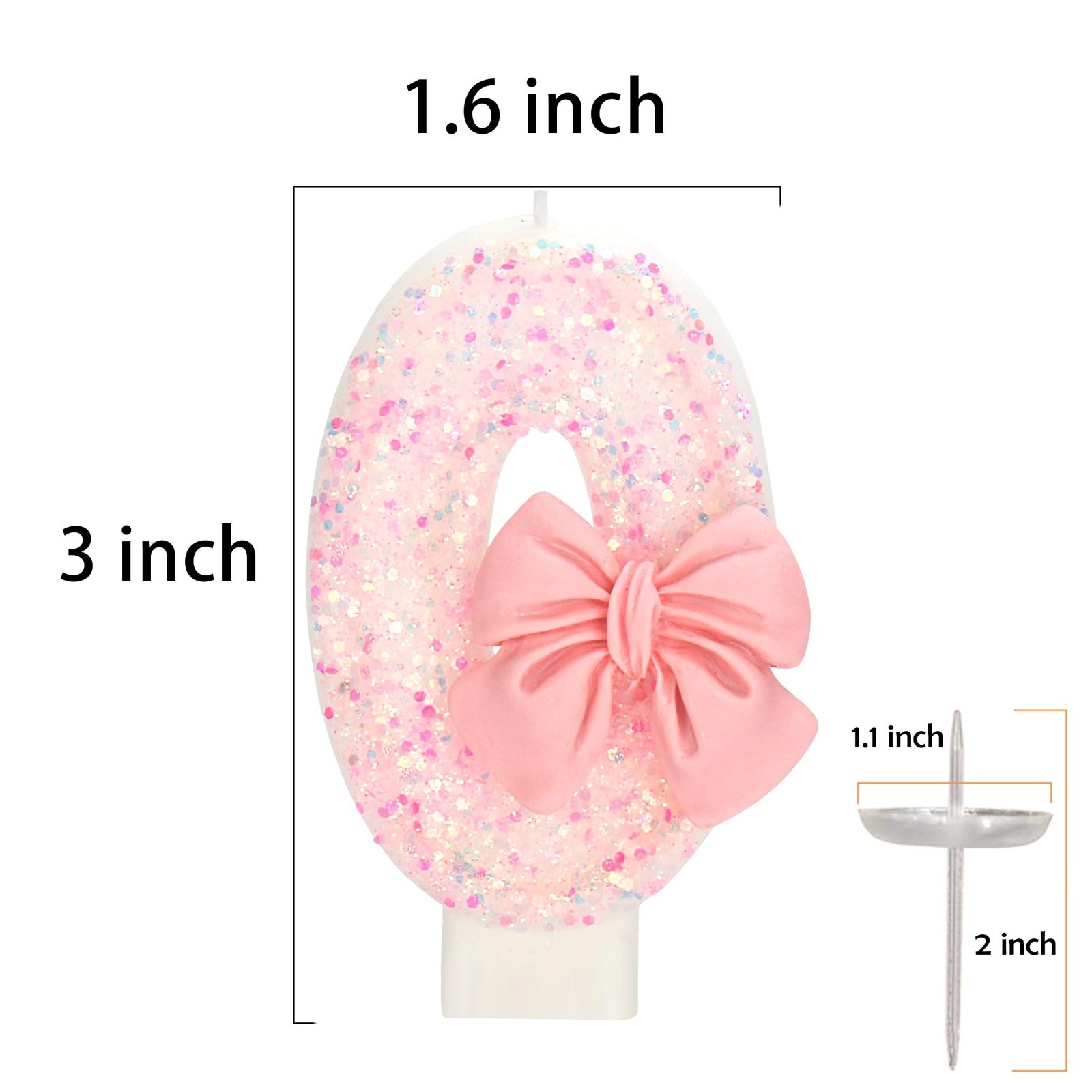 50th Birthday Candles for Cake, Pink Bow Number Cake Candles, 2.76 inch Numbe…