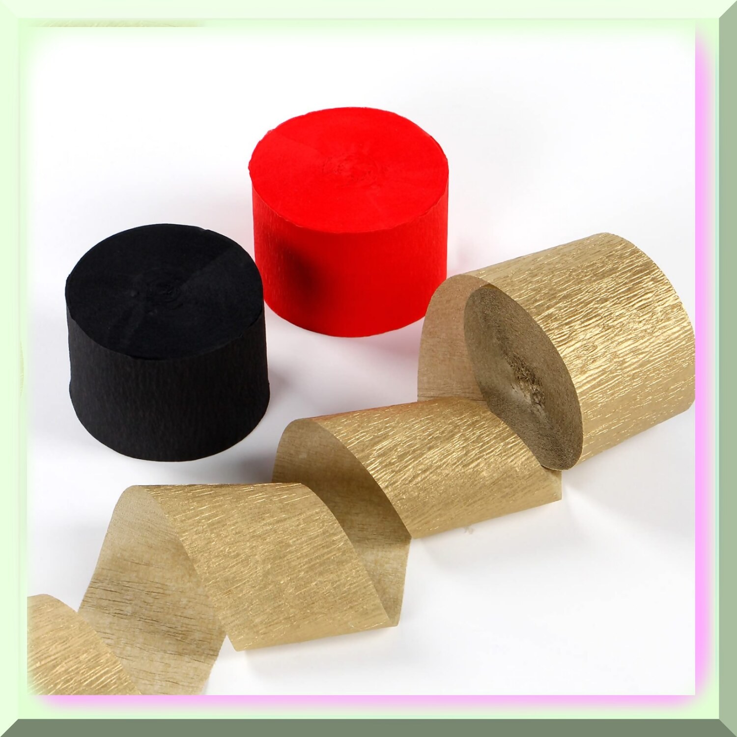 Red Black Gold Crepe Paper Streamers 9 Rolls