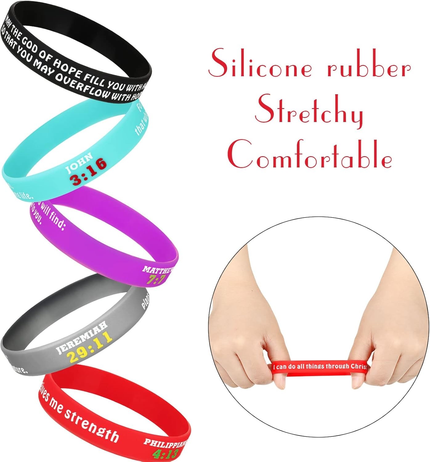 Chalyna 48 Pcs Bible Verses Bracelets Christian Inspirational Rubber…