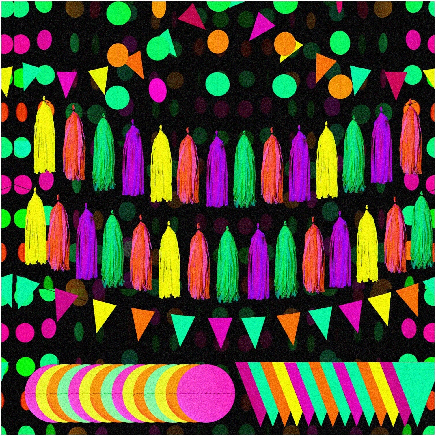 Neon Glow Party Pack with Garland Flags and Tels